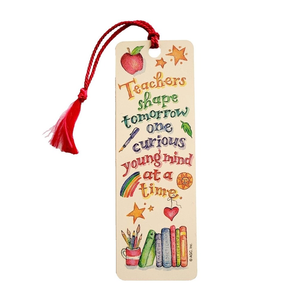 Vintage 90s Tassel Bookmark Teachers Shape Mind AGC American Greetings FGGF-017A